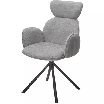 Стул VARDY 360 град.поворот. Brego-07 Серый, ткань/ 7525-180 Серый, велюр/Черный, ®DISAUR M-City