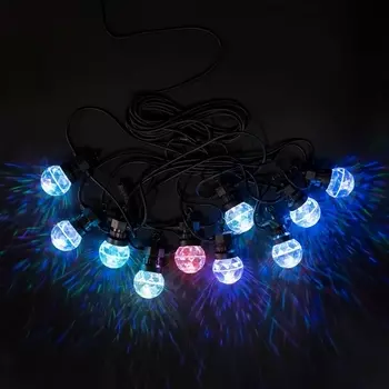 Светодиодная Гирлянда 5м Разноцветная 24В, LED, Провод Черный ПВХ, IP54 Laitcom Ретро BLL10P-11-1M