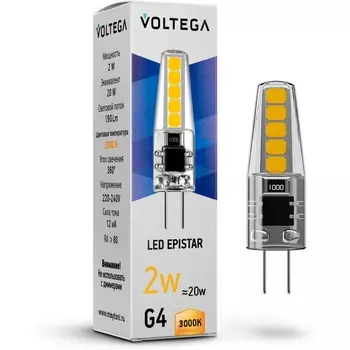 Светодиодная лампа 2W 3000K G4 Voltega Capsule G4 7260