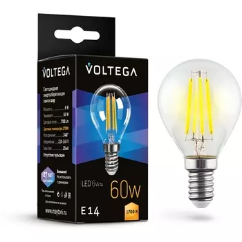 Светодиодная лампа 6W 2700K E14 Voltega Globe 6W 7212
