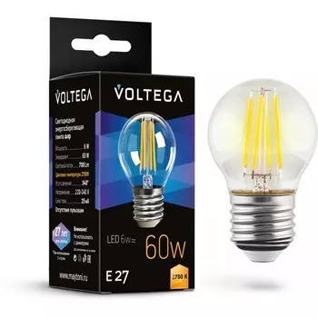 Светодиодная лампа 6W 2700K E27 Voltega Globe E27 6W 7214