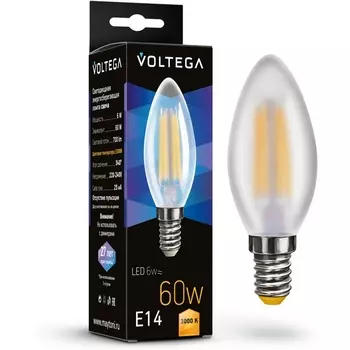Светодиодная лампа 6W 3000K E14 Voltega Candel matt 6W 7207