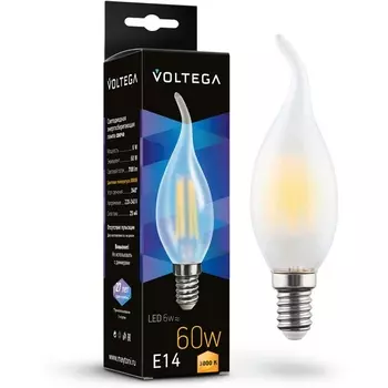 Светодиодная лампа 6W 3000K E14 Voltega Candel wind matt 6W 7210