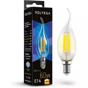 Светодиодная лампа 6W 3000K E14 Voltega Candle wind 6W 7209