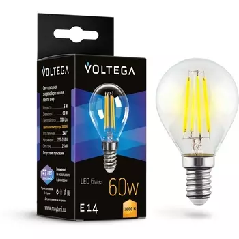 Светодиодная лампа 6W 3000K E14 Voltega Globe 6W 7213