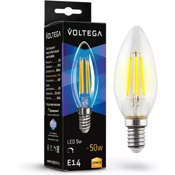 Светодиодная лампа диммируемая 5W 2700K E14 Voltega Candle dim 5W 7199