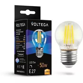 Светодиодная лампа диммируемая 5W 2700K E27 Voltega Globe dim 5W 7201