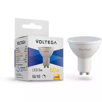 Светодиодная лампа Simple MR16 6W 2700K 110 GU10 DIM Voltega Sofit dim GU10 7238