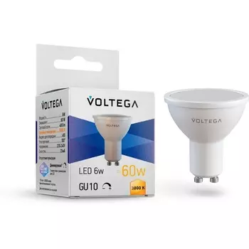 Светодиодная лампа Simple MR16 6W 3000K 110 GU10 DIM Voltega Sofit dim GU10 7239
