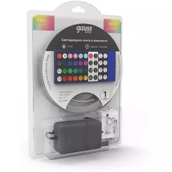Светодиодная лента с пультом Gauss Basic BT011 LED 5050/30RGB+30W 12V 6W/m 390lm/m RGBW 10mm IP20 5m