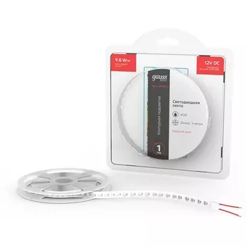 Светодиодная лента Gauss Basic BT066 LED 2835/120 12V 9,6W/m 624lm/m красный 8mm IP20 3m