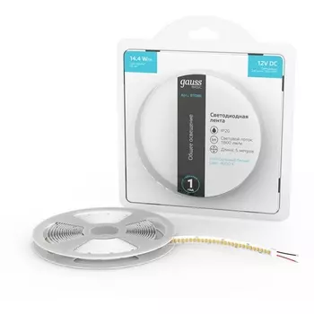 Светодиодная лента Gauss Basic BT086 LED 2835/240 12V 14,4W/m 1600lm/m 4000K 10mm IP20 5m