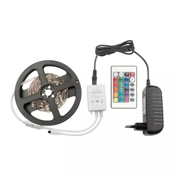 Светодиодная лента 220V ULS-Q221 5050-60LED/m-IP20-3M-RGB RRP36C24 Комплект светодиодной ленты с адаптером и контроллером Volpe