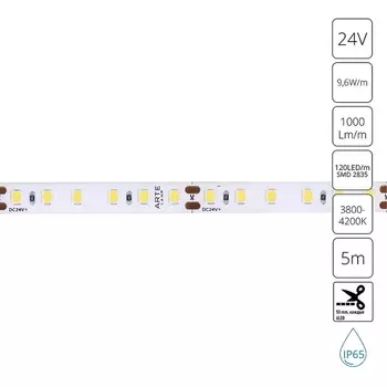Светодиодная лента влагозащищенная 2835 24V 9,6W/m 4000К 5м Arte Lamp Aqua Tape A2412008-05-4K