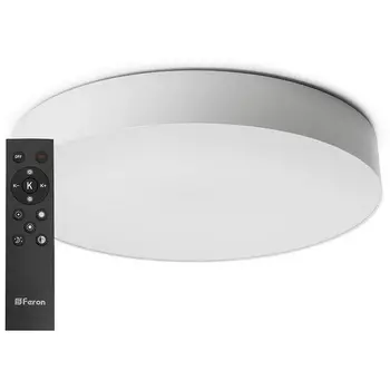 Светодиодный управляемый потолочный светильник с пультом Feron AL6200 48071 "Simple matte" тарелка 165W 3000К-6500K белый