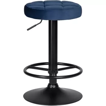 Табурет барный (синий велюр (MJ9-117)) Dobrin 5008_BlackBase-LM BRUNO BLACK BLACK, цвет сиденья синий (MJ9-117), основания черный