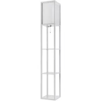 Торшер колонна с полкой Lumion Practic 8089/1F белый, дерево/текстиль Е27 1*60W 220V