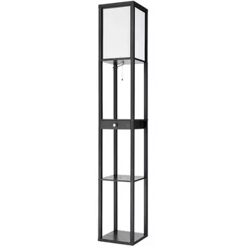 Торшер колонна с полкой Lumion Practic 8092/1F черный/белый, дерево/текстиль Е27 1*60W 220V