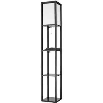 Торшер колонна с USB-портом Lumion Practic 8093/1F черный/белый, дерево/текстиль Е27 1*60W 220V