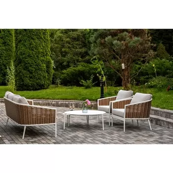 "Тоскана" лаунж-зона из искусственного ротанга, цвет соломенный 4SIS арт.УТ-00007468