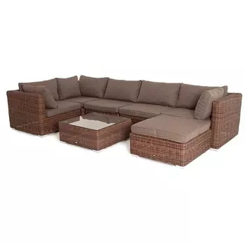 Трансформирующаяся лаунж-зона из искусственного ротанга, цвет коричневый 4SIS Лунго LS5O1T1-7-SET brown