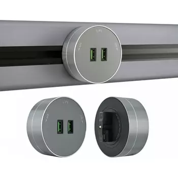 Трековая розетка USBx2 Arte Milano Am-track-sockets 380011TS/USBx2 Grey