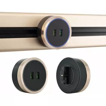 Трековая розетка USBx2 с подсветкой Arte Milano Am-track-sockets 380066TS LED/USBx2 Gold