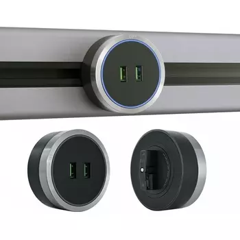 Трековая розетка USBx2 с подсветкой Arte Milano Am-track-sockets 380066TS LED/USBx2 Grey