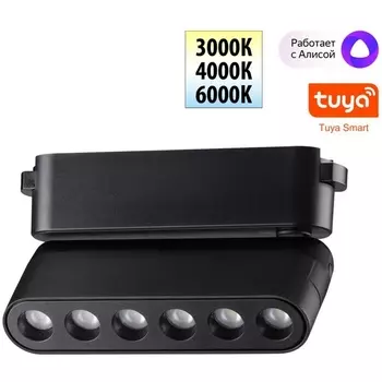 Трековый смарт-светильник для низковольтного шинопровода Novotech Easy 359464 черный с двумя режимами работы LED 6W 24V 3000-6000K (Умный дом, Алиса)