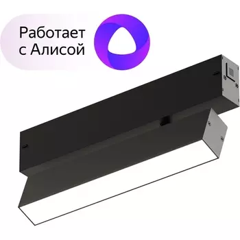 Трековый однофазный светильник с ПДУ 220V диммируемый светодиодный с голосовым управлением Denkirs DK8009-BK (Умный дом, Алиса)