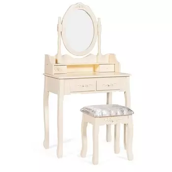 Туалетный столик с зеркалом и табуретом Secret De Maison ARNO ( mod. HX18-263 ) butter white (слоновая кость) (дерево павловния, мдф) (Tetchair)