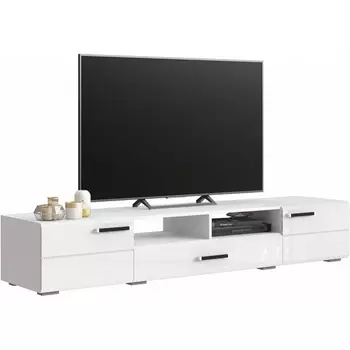 Тумба под телевизор Woodville Иоги 2.0 белый / белый глянец арт.602821