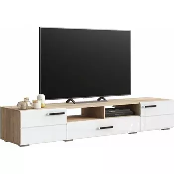 Тумба под телевизор Woodville Иоги 2.0 сонома / белый глянец арт.602823