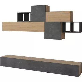 Тумба под ТВ TROMEN TV UNIT LEVE (ЛДСП,Пластик,ЛДСП/Черный,Дуб) арт.LEV00555