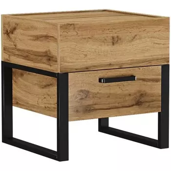 Тумба прикроватная Woodville Iris металл дуб вотан / черный муар арт.406523