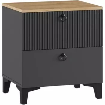 Тумба прикроватная Woodville Ника ПВШ эйхория QR-17 / графит / дуб делано арт.593604