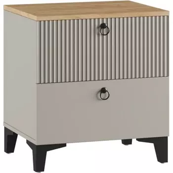 Тумба прикроватная Woodville Ника ПВШ бежевый мат-05 / кашемир / дуб делано арт.593603