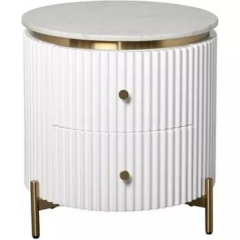 Тумбочка 2 ящика с мраморной столешницей d51*55см Garda Decor арт.77IP-GD009-TUMB/1