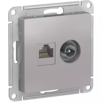 ТВ-розетка и Ethernet RJ-45 (алюминий) Systeme Electric AtlasDesign ATN000389