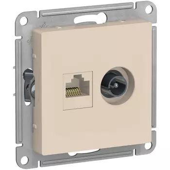 ТВ-розетка и Ethernet RJ-45 (бежевый) Systeme Electric AtlasDesign ATN000289