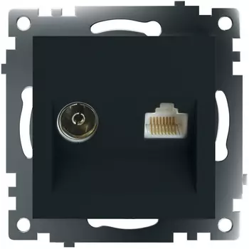 ТВ-розетка и Ethernet RJ-45 (черный) Stekker Катрин 49182