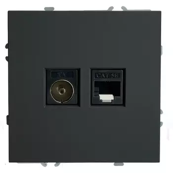 ТВ-розетка и Ethernet RJ-45 (черный) Stekker Эмили 49846