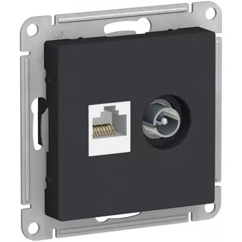 ТВ-розетка и Ethernet RJ-45 (карбон) Systeme Electric AtlasDesign ATN001089