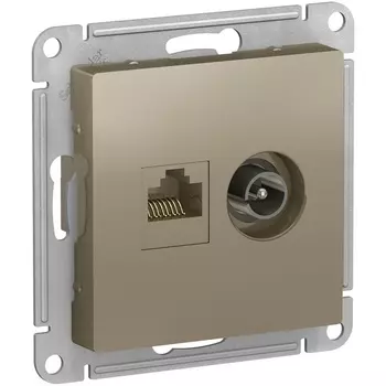 ТВ-розетка и Ethernet RJ-45 (шампань) Systeme Electric AtlasDesign ATN000589