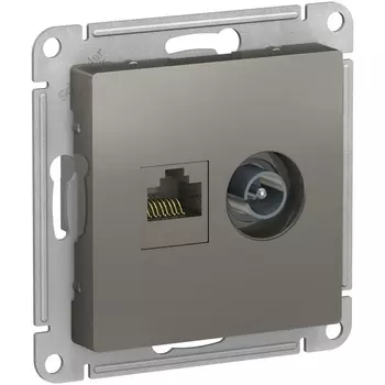 ТВ-розетка и Ethernet RJ-45 (сталь) Systeme Electric AtlasDesign ATN000989