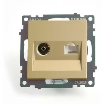 ТВ-розетка и Ethernet RJ-45 (золото) Stekker Катрин 49230