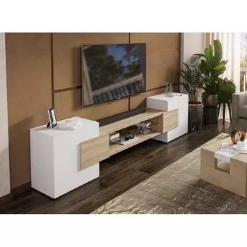 ТВ-тумба Лисмор (Лисмор белый / сонома) Woodville арт.563525