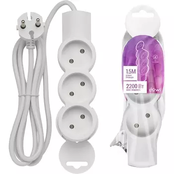 Удлинитель 3-х местный 1,5 метра без заземления duwi 32001 4 Duwi