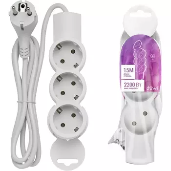 Удлинитель 3-х местный 1,5 метра с заземлением duwi 32004 5 Duwi