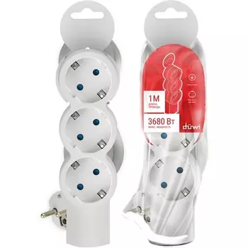 Удлинитель 3-х местный 1 метр с заземлением duwi 32076 0 Duwi